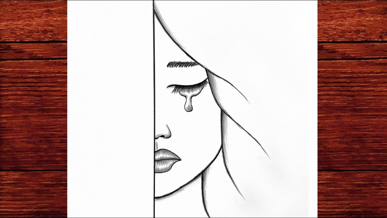 How to Draw a Sad Girl Face in Pencil | Simple Step by Step Emotional Girl Drawing