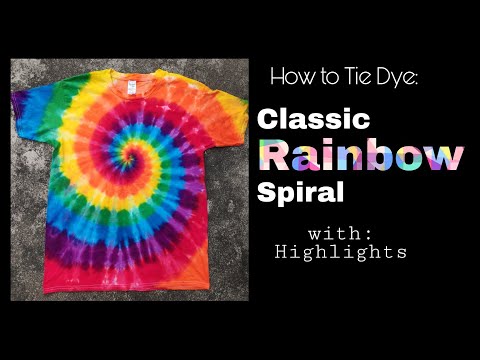 How to Tie Dye: Classic Rainbow Spiral  with highlights (easy steps)