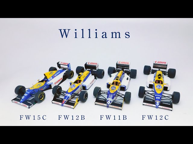 1/20 scale GP car kits : Williams FW11B FW12B FW 12C FW15C - YouTube