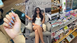 *EXTREME* GLOW UP WITH ME | nails, new hair, what i eat, book shopping & selfcare days in my life