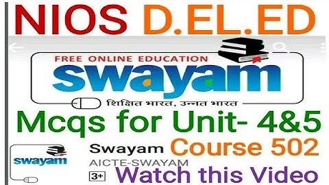 NIOS D.EL.ED How to give Mcqs test on SWAYAM Free/cheapest online एजुकेशन college degree courses .