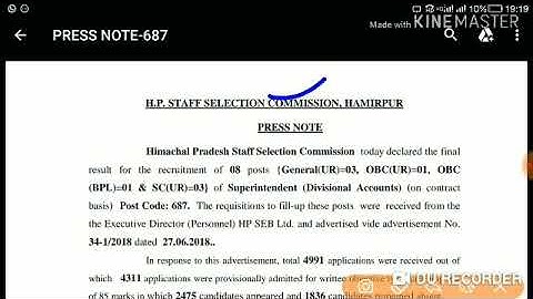 HPSSC Superintendent ( Post code - 687 ) Final Result Declared Today | Held on - 10 Feb 2019 |