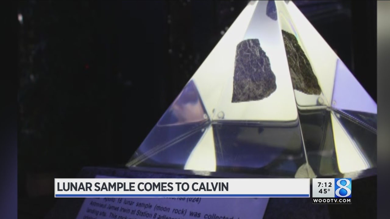 Moon rock collected by Apollo 15 on display at Calvin College - YouTube