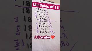 Multiples Of 18 18 Multiples First 10 Multiples Of 18