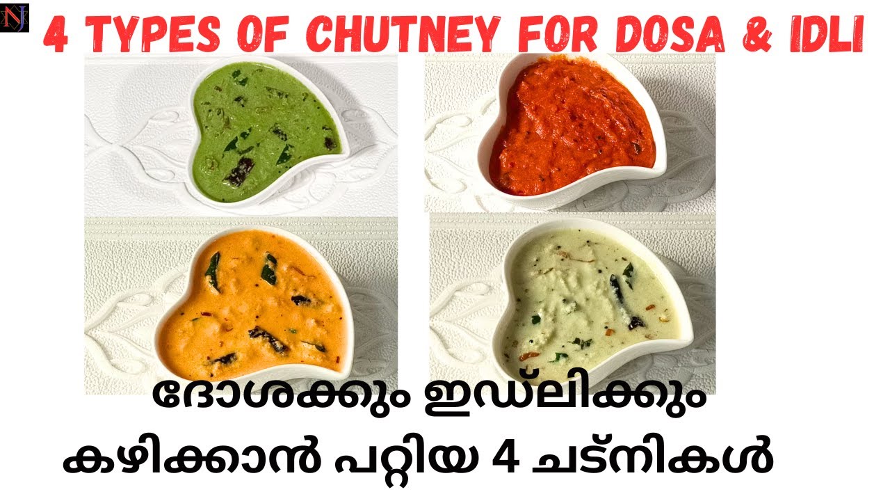 4 Types of Chutney For Dosa and Idli Malayalam/ദോശക്കും ഇഡ്‌ലിക്കും