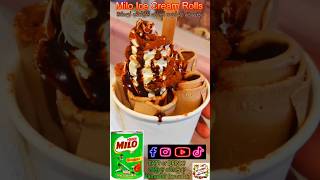 Milo Ice Cream Rolls මයිලෝ අයිස්ක්‍රීම් රෝල්ස් හදන්නේ මෙහෙමයි icecreamrolls milo food fyp fy