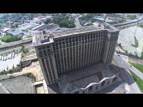 Abandoned Michigan Central Train Station in Detroit, Filmed with DJI Phantom 2 Drone