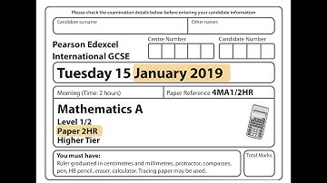 IGCSE Mathematics January 2019 - 4MA1/2HR