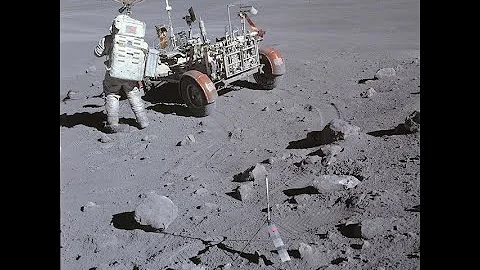 Apollo 16 - astronaut John Young falling down on the Moon 1972