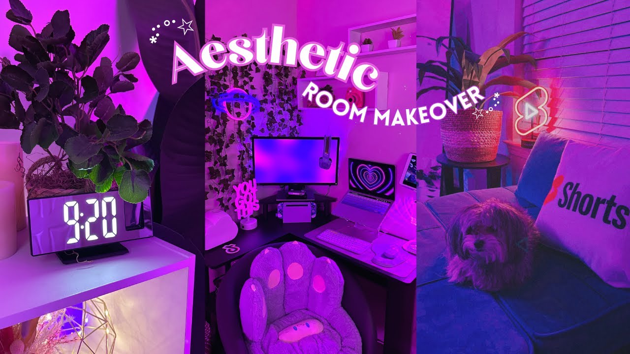 Aesthetic Office/Gaming Room Makeover 💜🪐 | Summer Room Reset + Refresh ...