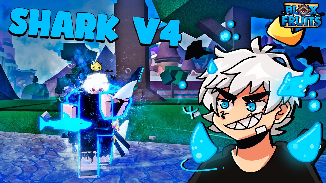 PEGUEI do V1 ATÉ V4 da SHARK em SERVE PÚBLICO na MINHA NOVA CONTA no BLOX FRUITS!!🦈❄️
