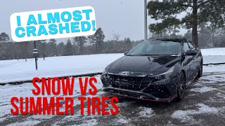 Driving my Hyundai Elantra N In The Snow 🥶 Hyundai Snow Tires Elantra