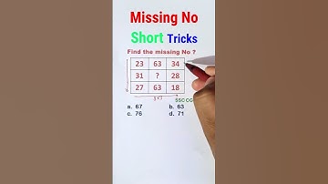 Q.320 Missing Number Reasoning Short Tricks in hindi | RRB, SSC, SSGD, #ssccgl #ssc #sscchsl