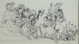 Walt peregoy mcm illustration modern art paintings.Size with frame 23x17.5 inch 59x44.5cm.
