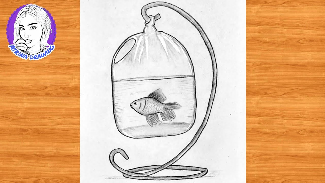 How to draw fish inside a glass bowl //pencil sketch Beautiful