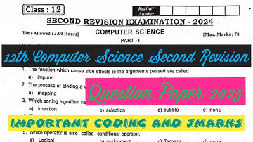 12th Computer Science Second Revision Question Paper 2025/12th CS Second Revision Question Paper2025