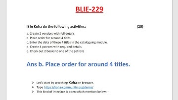 #IGNOU | BLIE-229 | Place order for 4 titles in KOHA | PDF Solved Assignment |PDF IN DESCRIPTION  👇👇