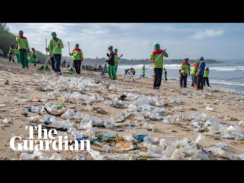 Bali's famous beaches covered in plastic garbage