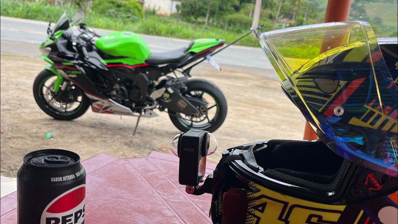 Zx6r 636 - Testando a GoPro 360 max no capacete 