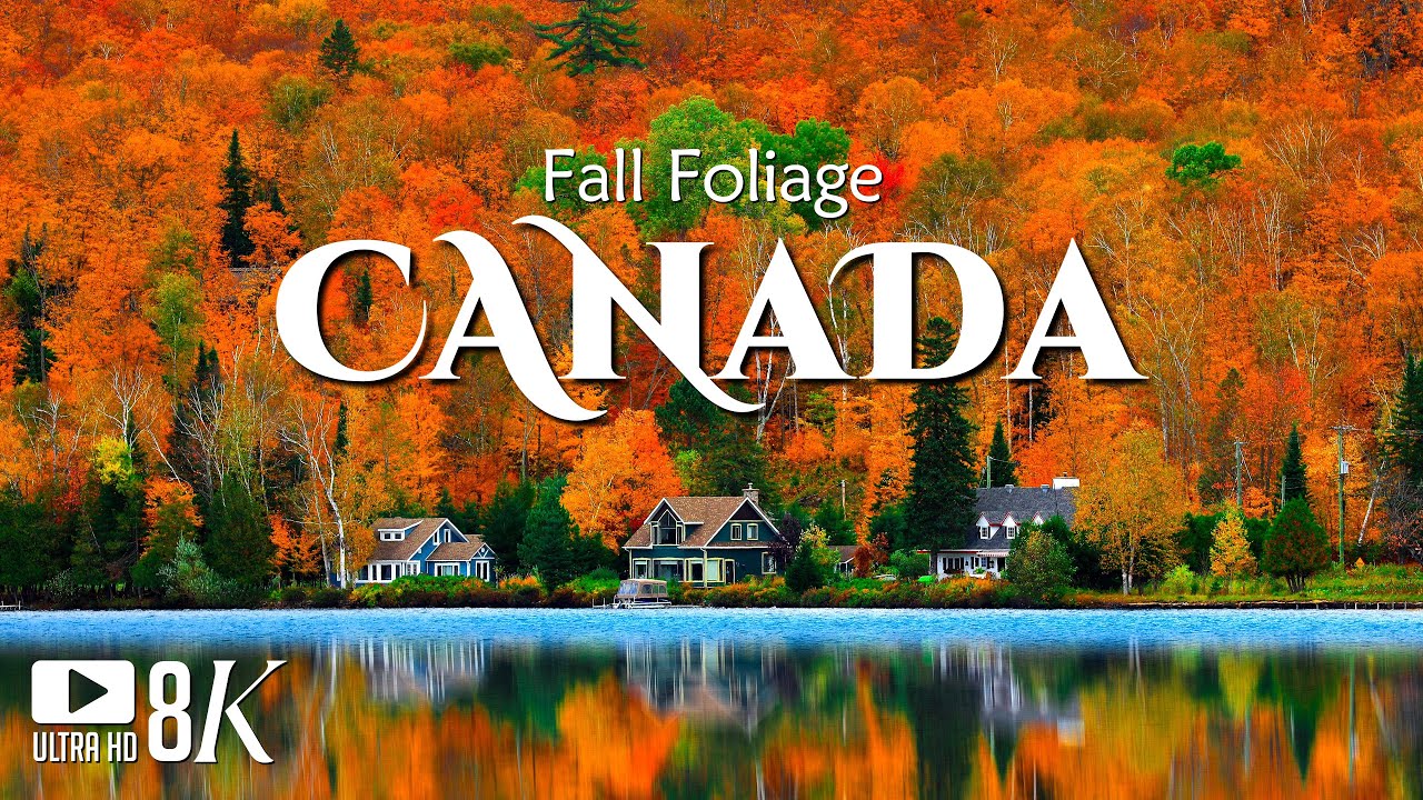 Autumn in Canada 8K Relaxation Film - Peaceful Piano Music - Fall Foliage Canada