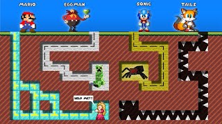 Mario, Sonic, Tails, Eggman: UNDERGROUND DIAMOND MINING CHALLENGE in Minecraft! Mario Bros.
