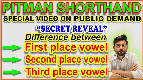 Pitman Shorthand: All Vowels (First, Second & Third place Vowels)