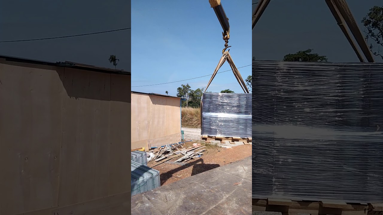 3ton crane Lorry truck unloading 1.3ton  monier tiles