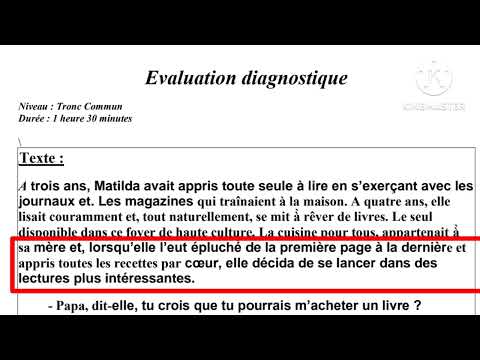 tronc commun évaluation diagnostique التقويم التشخيصي جدع مشترك