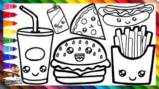 Wie Man Fast Food Zeichnet 🍔🍕🌭🥤 Zeichnen Und Colorieren Von Niedlichem Fast Food 🌈Zeichnungen Kinder