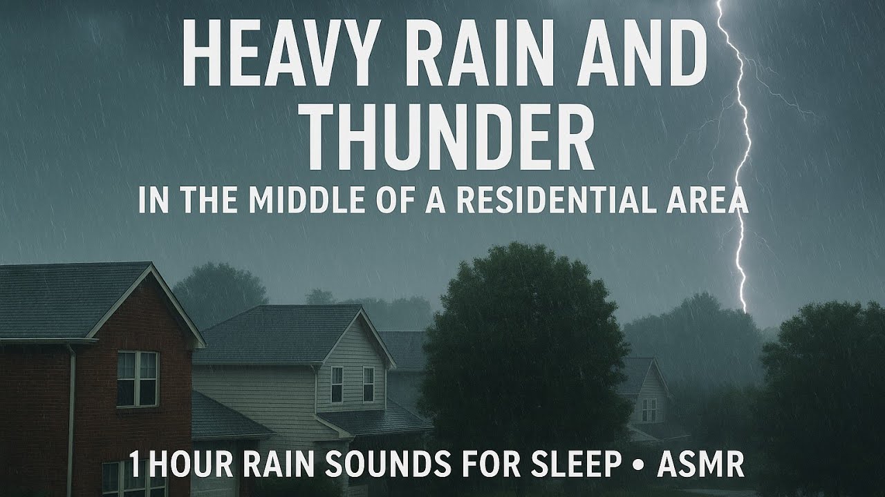 Heavy Rain and Thunder in the Middle of a Residential Area - 1 Hour ...