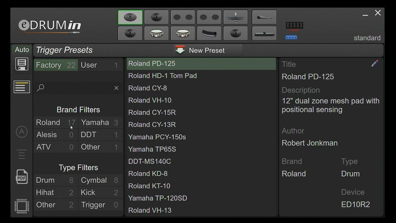 eDRUMin - Preset Manager - YouTube