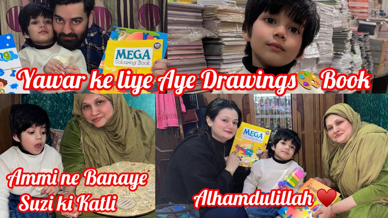 175 Vlog♥️||Yawar ke liye aye Drawings🎨Book||Ammi ne Banaye Suzi ki Katli||wafakiduniya||family vlog