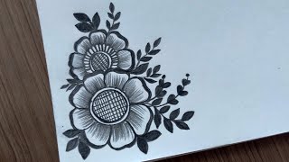 Easy and Simple Border Design for Project | Easy corner Flower Drawing Tutorial For Beginners Simple
