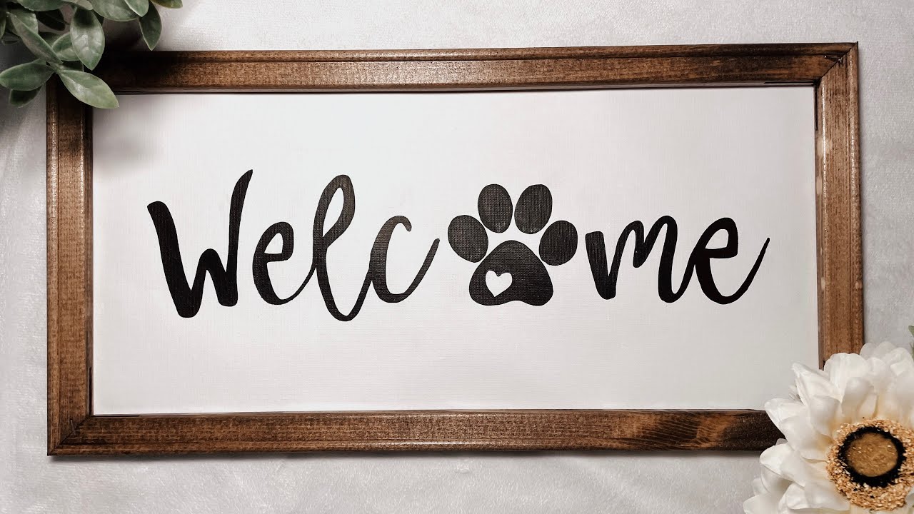 Duke Welcomesign Reverse Text DIY Reverse Canvas Home Sign | Welcome Sign Paw Print | How To Video ...