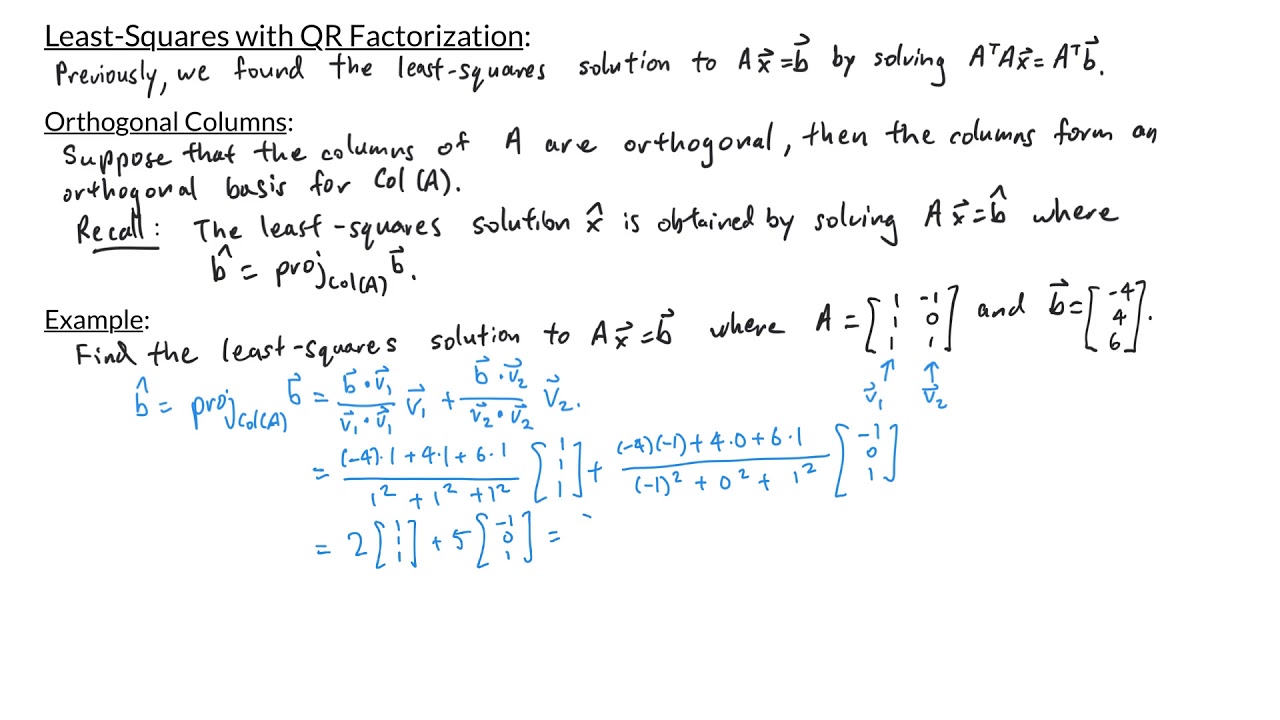 Linear Algebra - Least-Squares with QR Factorization - YouTube