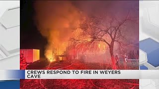 Crews respond to house fire in Weyers Cave