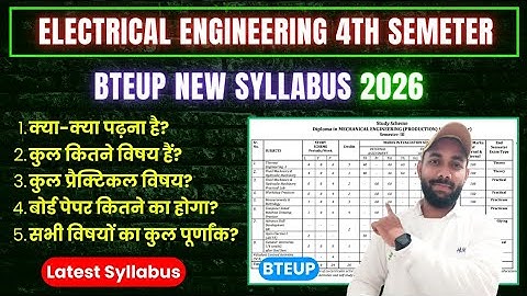 Polytechnic Electrical Engineering 4th Semester Syllabus 2026 | Bteup Electrical Engineering 4th Sem