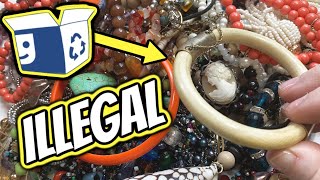 ILLEGAL Jewelry!  NOW WHAT? Goodwill Blue Box Jewelry Unboxing | Jewelry Jar Haul to Resell on Ebay