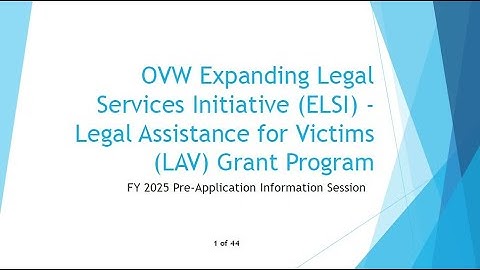 OVW Fiscal Year 2025 ELSI Pre-Application Information Session