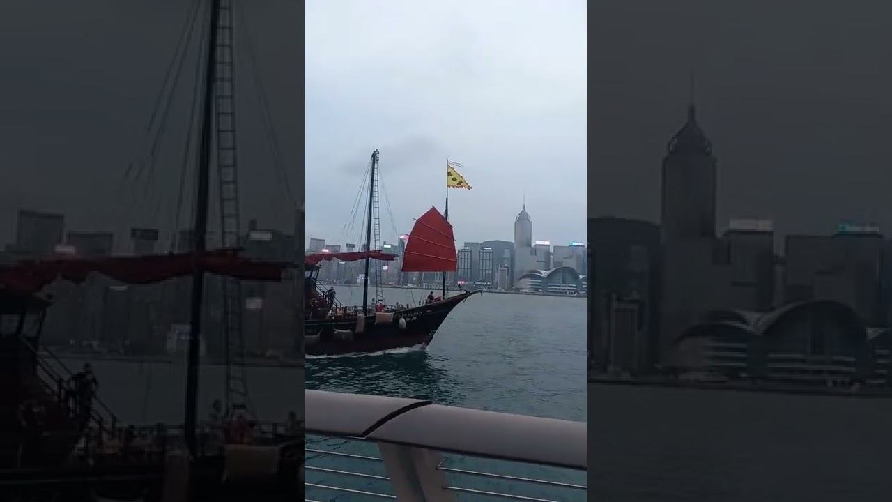 Hongkong's Iconic Aqua Luna Red-Sail Junk Boat 