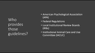 Lecture 1.6b: Ethical Guidelines in Psychology