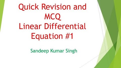 Linear Differential Equation | MCQ |REVISION