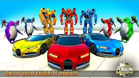 Penguin Robot Car Transformation Game: Blue Penguin Robot - Android Gameplay
