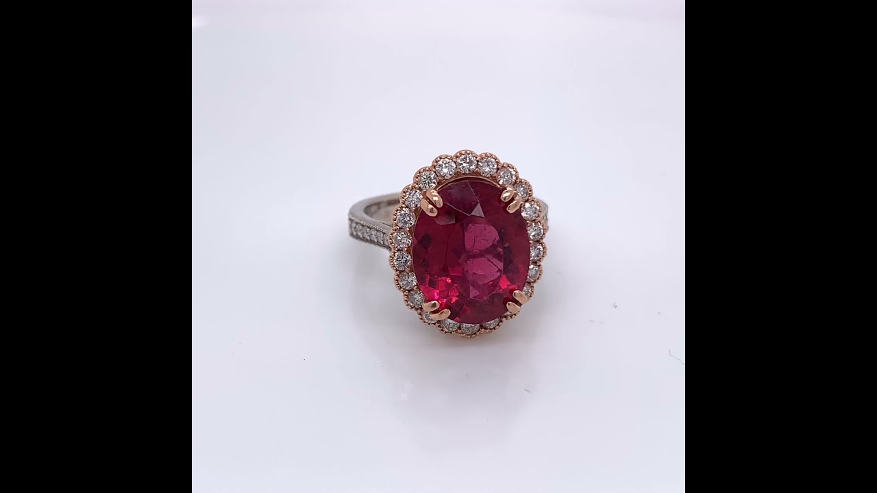 5.74 Carat Rubellite Tourmaline And Diamond Ring In 14k (Rose/White) Gold