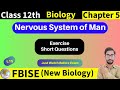 Nervous System of Man | Exercise Short Questions | Chapter 5 Class 12 FBISE New Biology