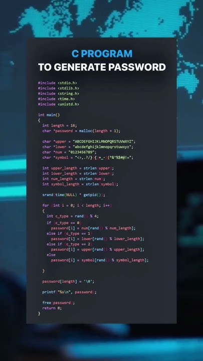 c program to generate password #fy #fyp #code #coding #tech #techtok # ...