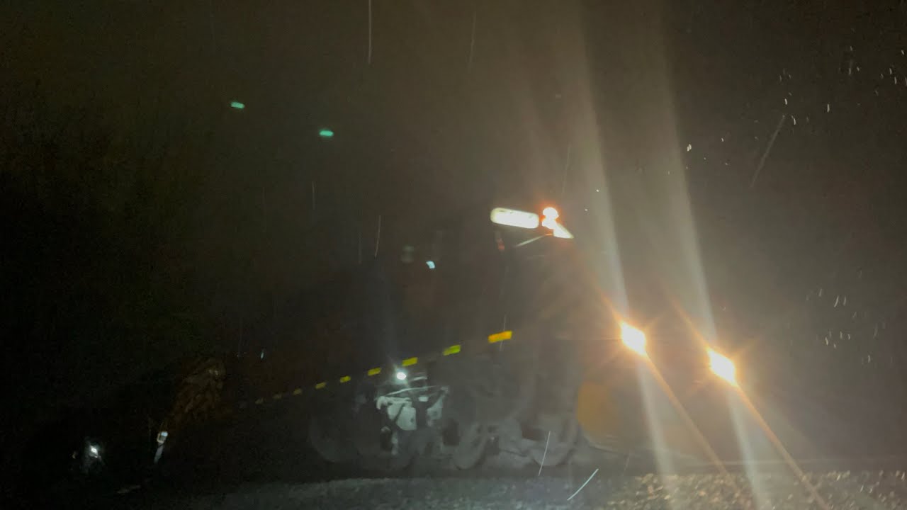 5 Wheeling and Lake Erie trains in the dark 