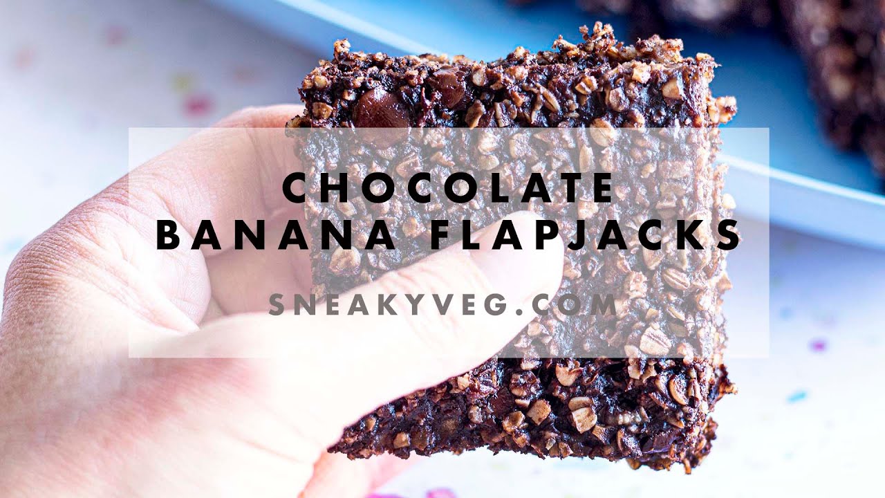 Healthy chocolate banana flapjacks