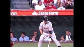June 20, 2012 - Giants at Angels - Buster Posey almost gets hit