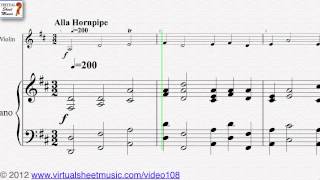 George Frideric Handel's, Hornpipe from Water Music, Violin and Piano sheet music - Video Score